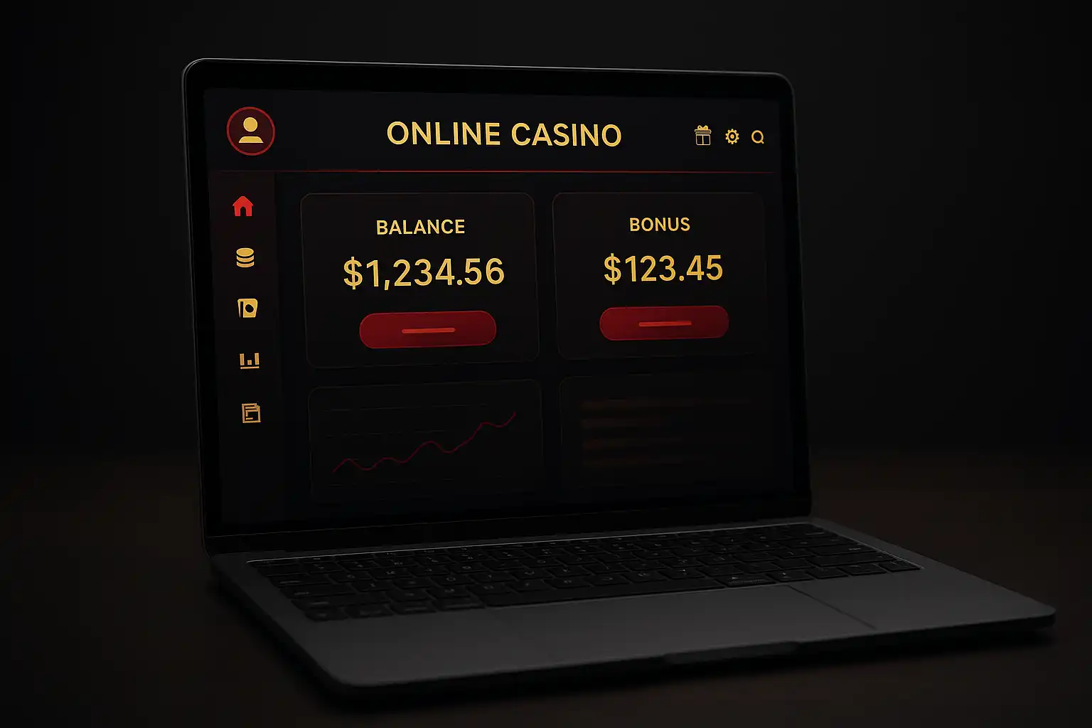 Drakaris Casino account dashboard shown on a laptop screen